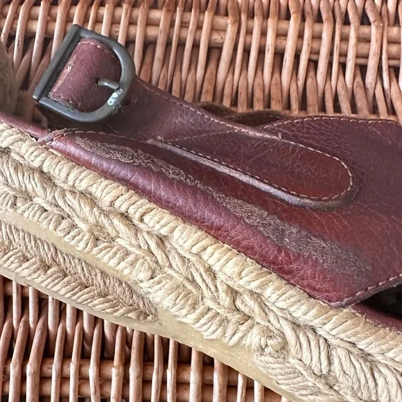 Vintage Leather Espadrilles 7.5 / 38 Platform Flats Sandals Rare Made in Spain - Picture 11 of 16